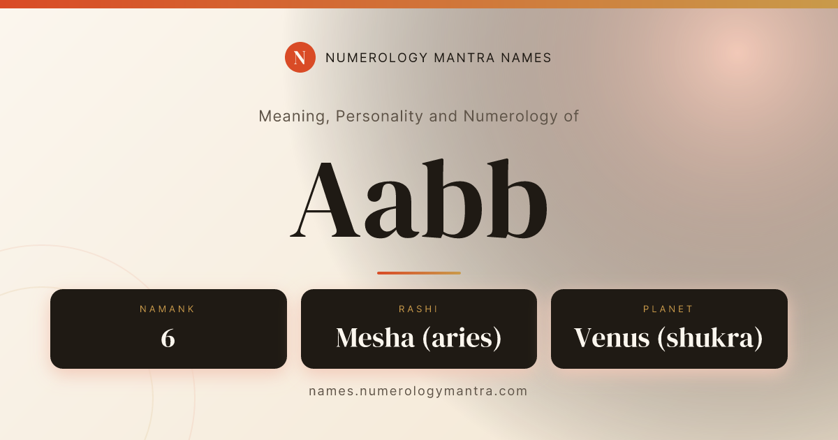 Aabb name meaning, Namaank calculation, and Vedic profile analysis