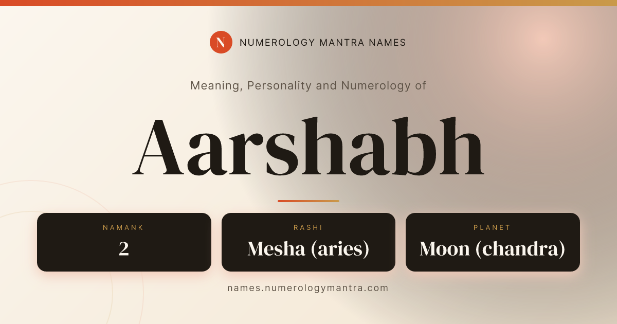 Aarshabh name meaning, Namank calculation, and Vedic profile share card