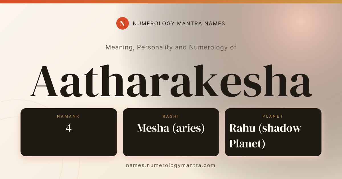 Aatharakesha name meaning, Namank calculation, and Vedic profile share card
