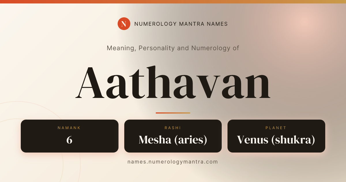 Aathavan name meaning, Namank calculation, and Vedic profile share card