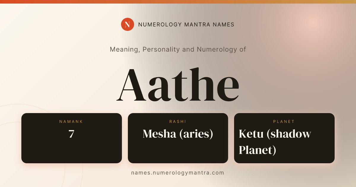 Aathe name meaning, Namank calculation, and Vedic profile share card