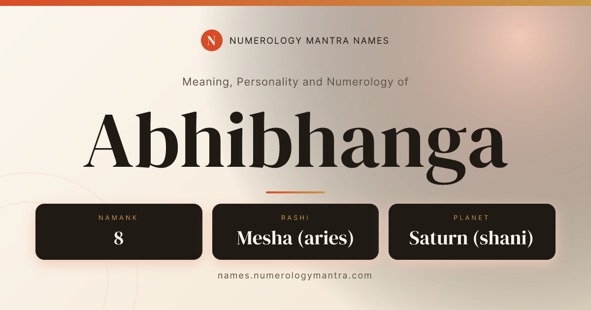 Abhibhanga name meaning, Namank calculation, and Vedic profile share card