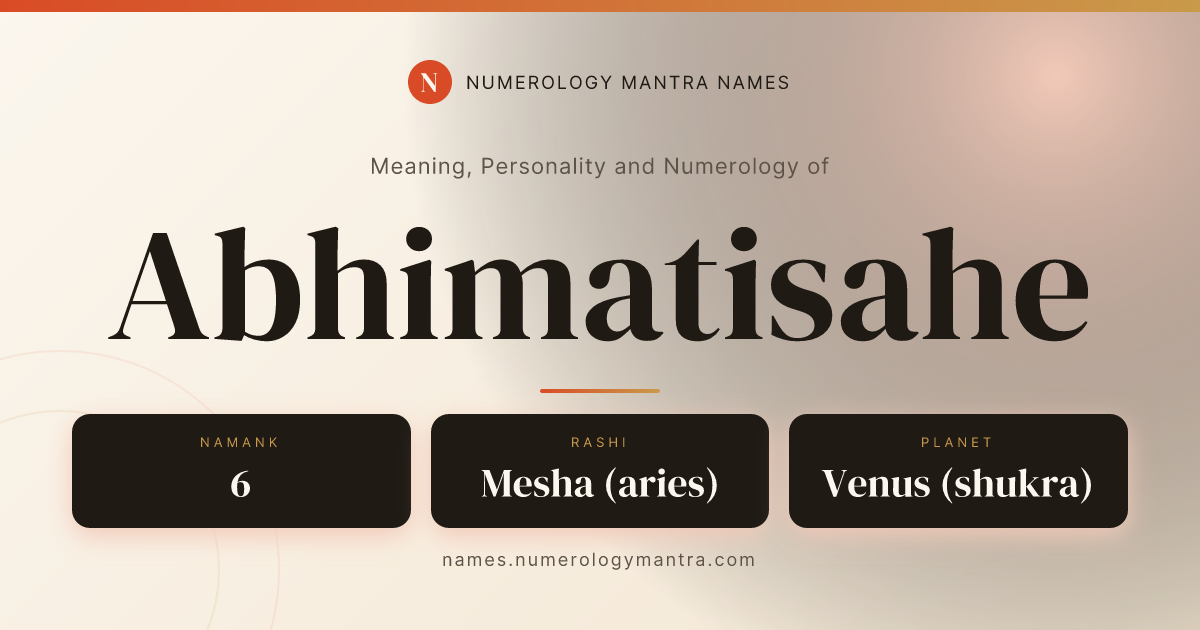 Abhimatisahe name meaning, Namank calculation, and Vedic profile share card
