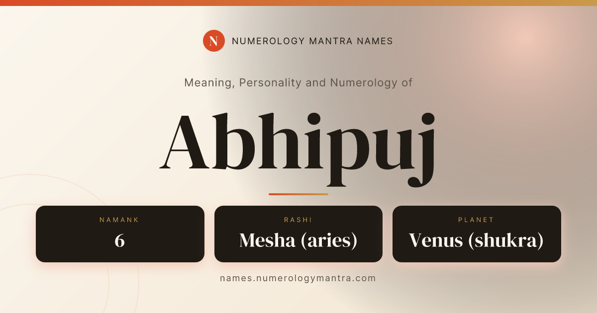 Abhipuj name meaning, Namank calculation, and Vedic profile share card