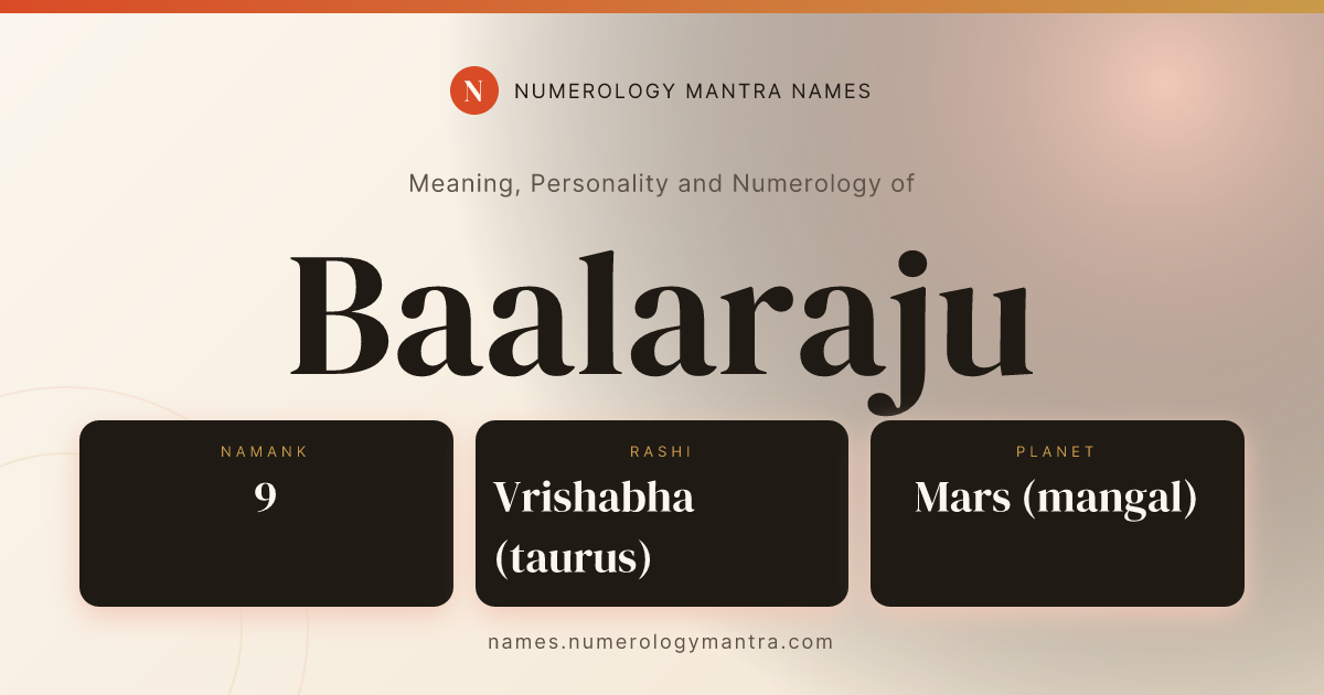 Baalaraju name meaning, Namank calculation, and Vedic profile share card