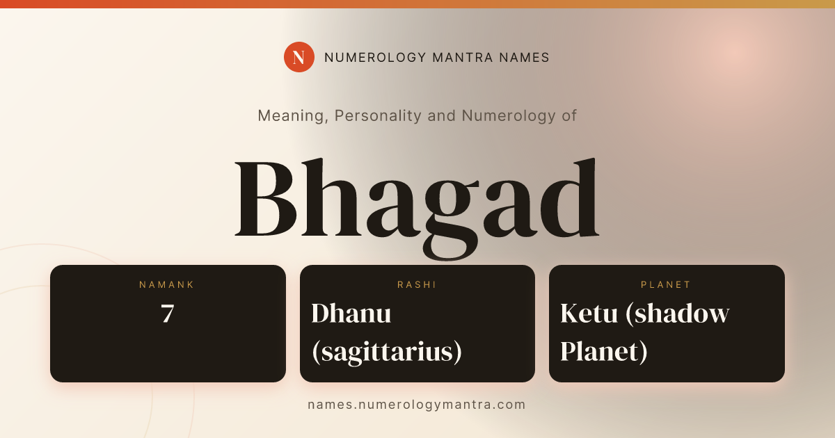 Bhagad name meaning, Namank calculation, and Vedic profile share card