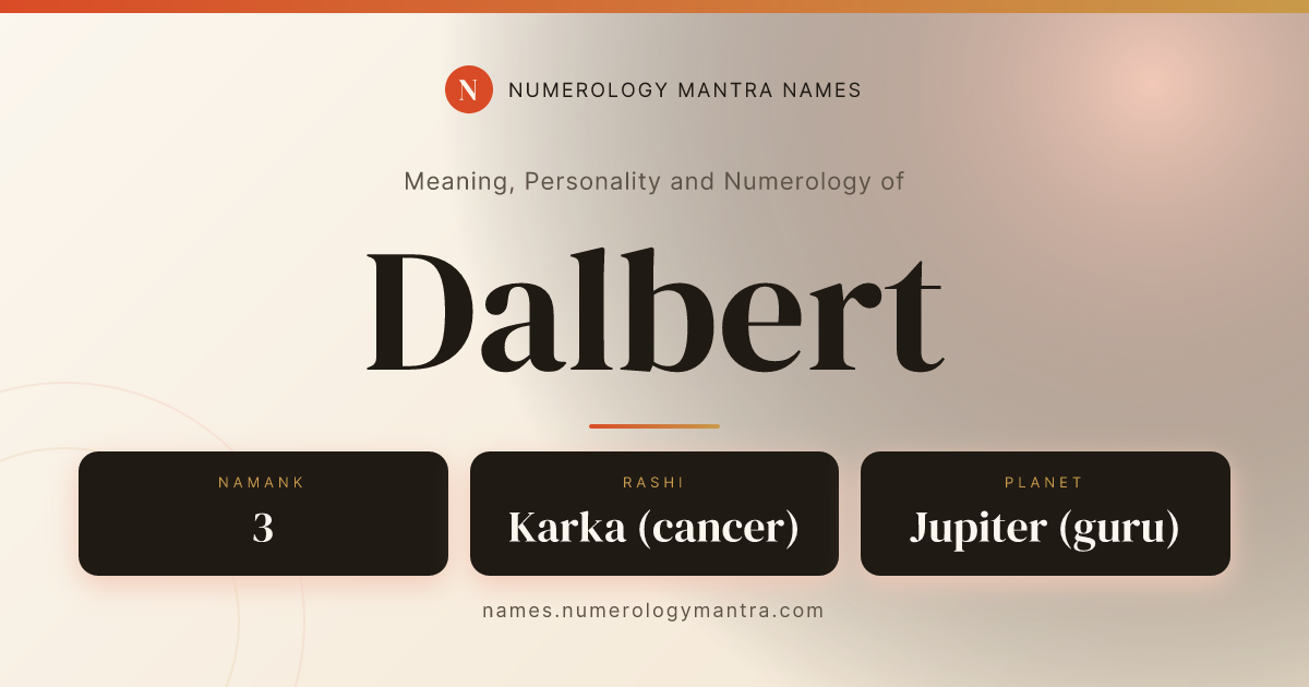Dalbert name meaning, Namank calculation, and Vedic profile share card