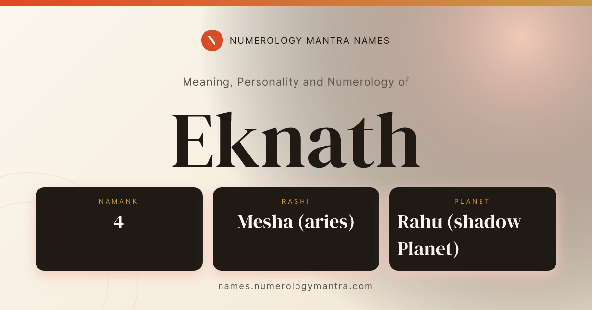 Eknath name meaning, Namank calculation, and Vedic profile share card