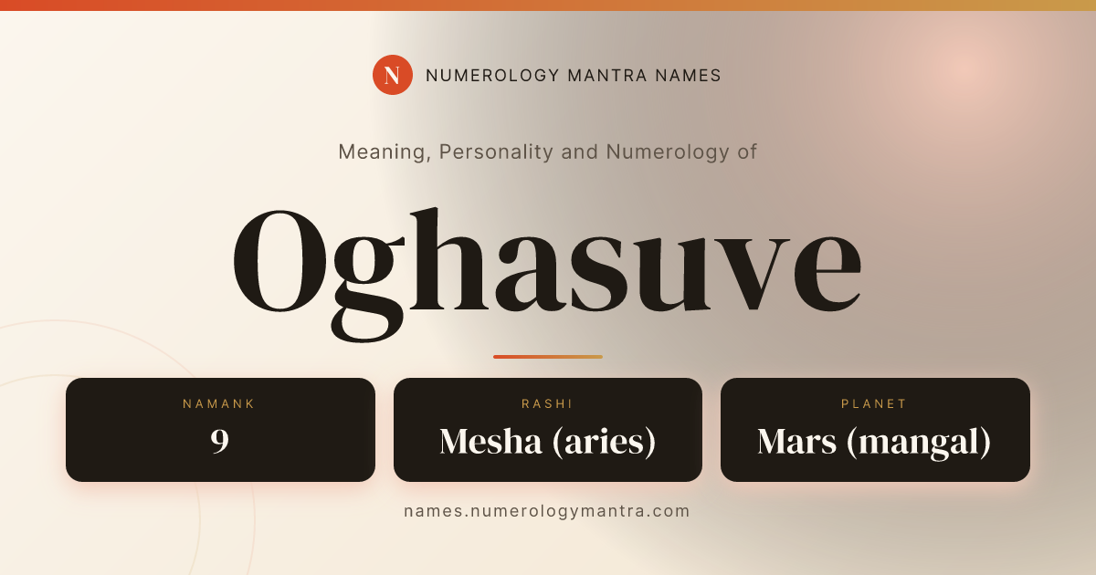 Oghasuve name meaning, Namank calculation, and Vedic profile share card