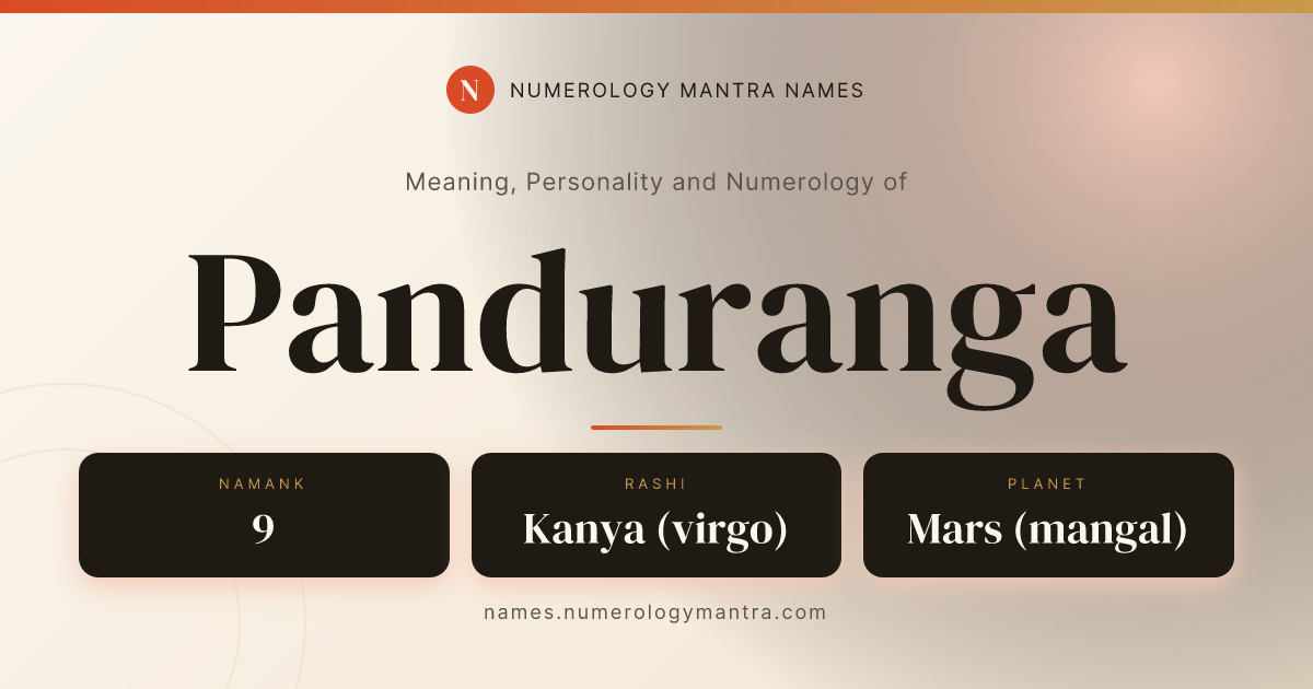 Panduranga name meaning, Namank calculation, and Vedic profile share card